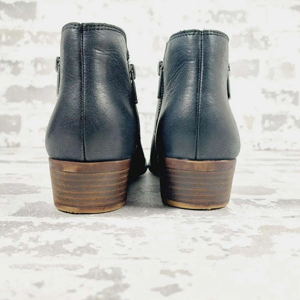 Licky Brand Black Leather Ankle Boots - Side Zip 8